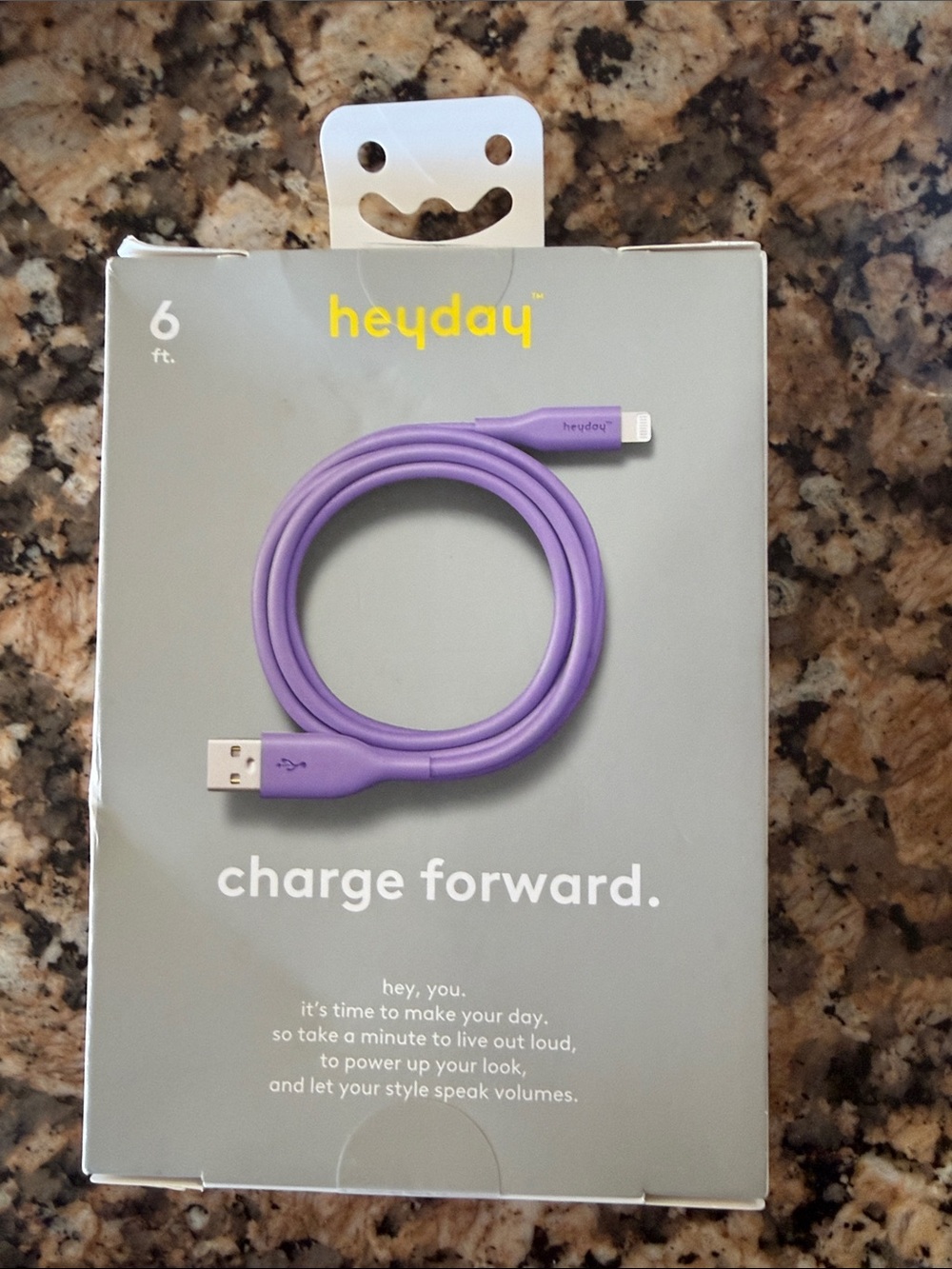 New Sealed Box heyday Purple 6 ft Lightning to USB Charging Cable